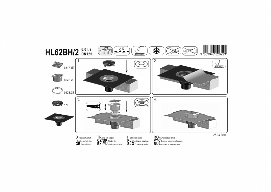 Pagina 1-Exemplu montaj: Receptor cu manseta din bitum pentru acoperis circulabil HL62BH/2 HL Hutterer & ...
