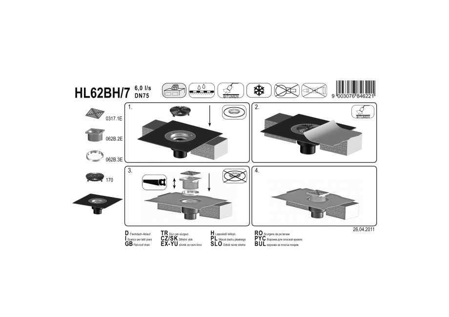Pagina 1-Exemplu montaj: Receptor cu manseta din bitum pentru acoperis circulabil HL62BH/7 HL Hutterer & ...