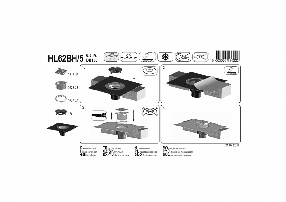 Pagina 1-Exemplu montaj: Receptor cu manseta din bitum pentru acoperis circulabil HL62BH/5 HL Hutterer & ...