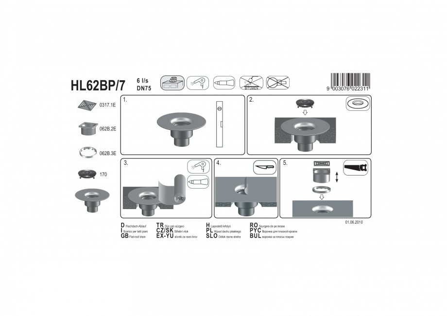 Pagina 1-Exemplu montaj: Receptor pentru acoperis circulabil cu guler din PVC si element de incalzire...