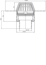 Desen tehnic Receptor pentru acoperis plat cu scurgere verticala cu guler din PP HL62F 1 HL