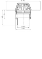 Desen tehnic Receptor pentru acoperis plat cu scurgere verticala cu guler din PP HL62F 2 HL
