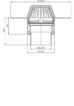Desen tehnic Receptor pentru acoperis plat cu scurgere verticala cu guler din PP HL62F 2 HL