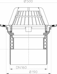 Desen tehnic: Receptor cu manseta din bitum pentru acoperis circulabil HL62H/5