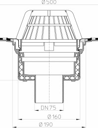 Desen tehnic: Receptor cu manseta din bitum pentru acoperis circulabil HL62H/7