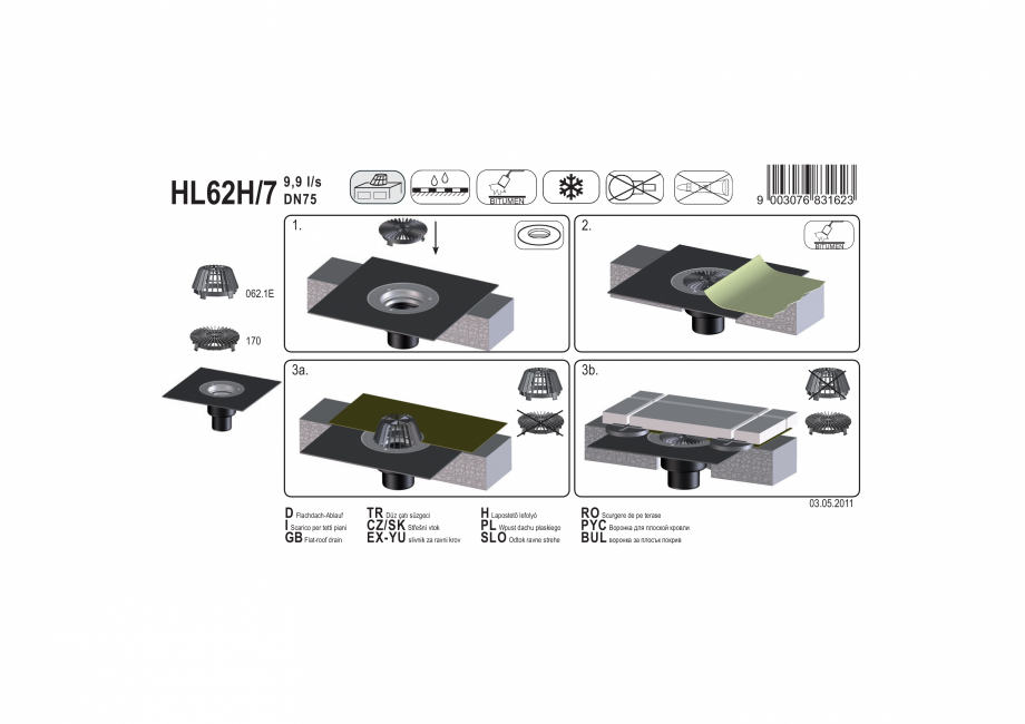 Pagina 1-Exemplu montaj: Receptor cu manseta din bitum pentru acoperis circulabil HL62H/7 HL Hutterer &...