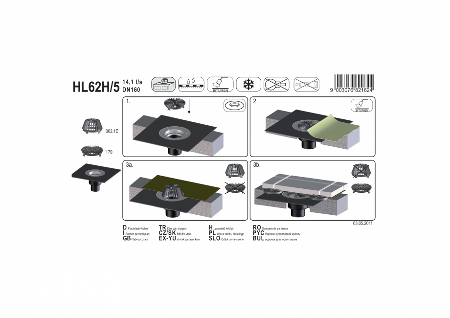 Pagina 1-Exemplu montaj: Receptor cu manseta din bitum pentru acoperis circulabil HL62H/5 HL Hutterer &...