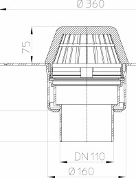 Desen tehnic: Receptor pentru acoperis cu guler din PVC HL62P/1