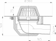 Desen tehnic Receptor cu scurgere orizontala pentru acoperis cu guler din PP HL64P 7 HL Hutterer