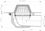 Desen tehnic Receptor cu scurgere orizontala pentru acoperis cu guler din PP HL64P 1 HL Hutterer