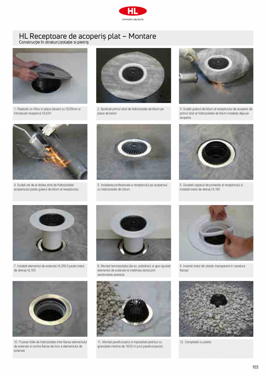 Pagina 5-Receptoare de scurgere pentru acoperis HL Hutterer & Lechner HL62.1, HL62.1B, HL62.1BF, HL62.1BH...