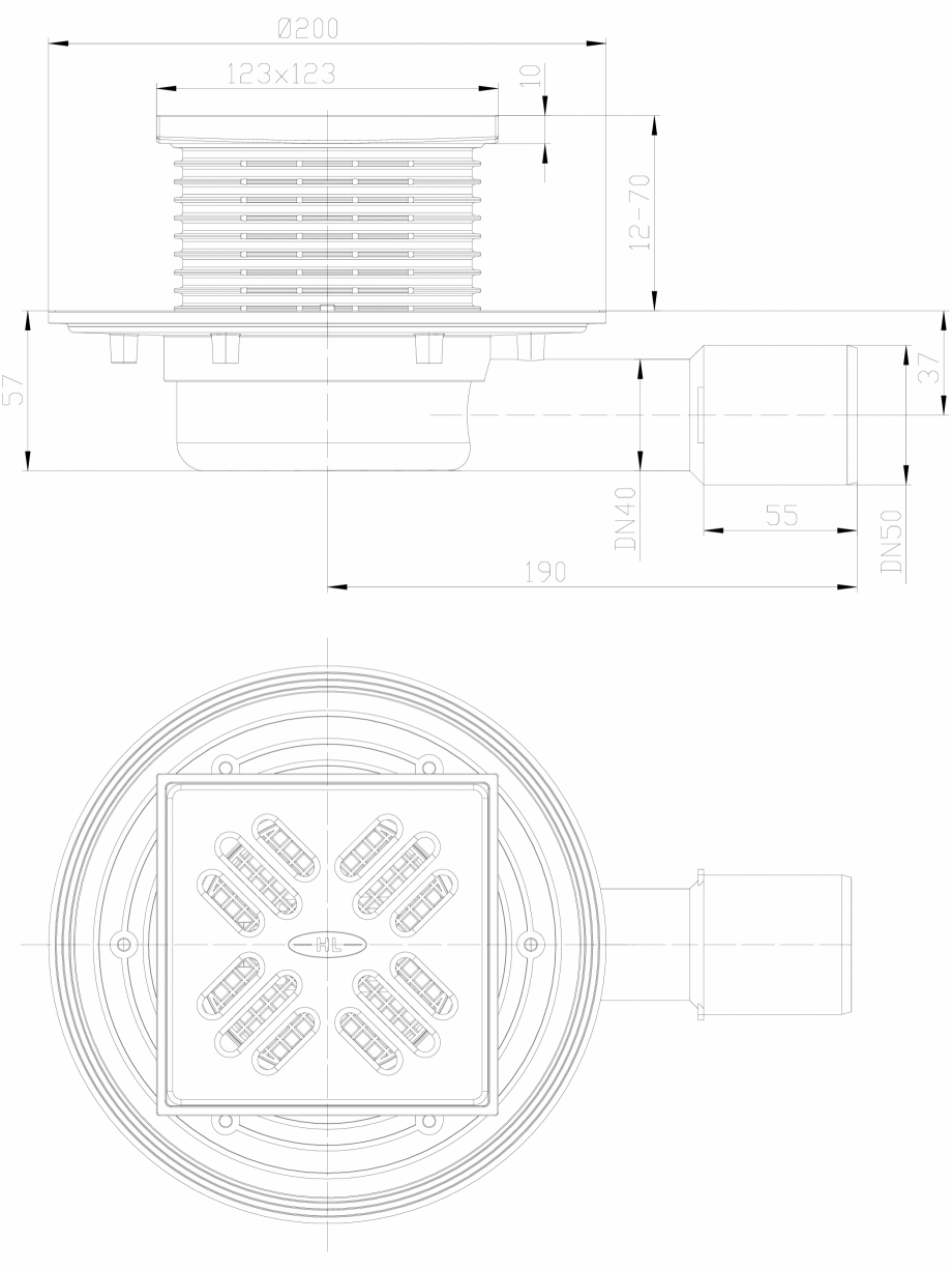 Pagina 1 - CAD-DXF Receptor terasa/balcon cu flansa, iesire laterală D 40/50 HL Hutterer &...
