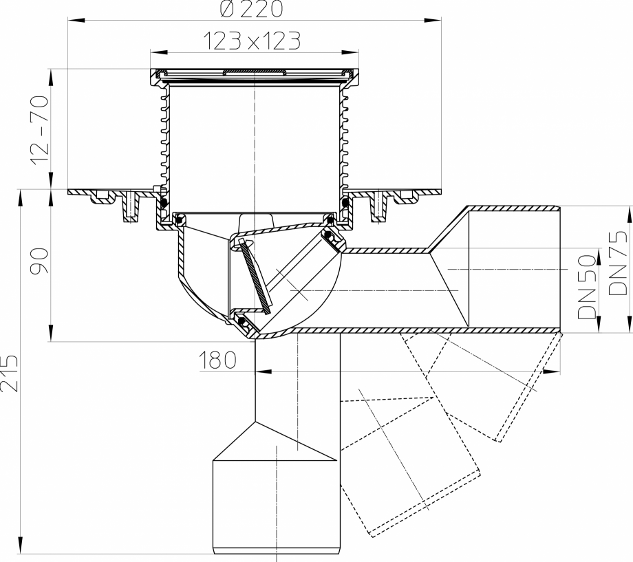 Pagina 1-CAD-PDF Desen tehnic: Receptor pentru balcon si terasa DN50/75 cu articulatie HL Hutterer &...