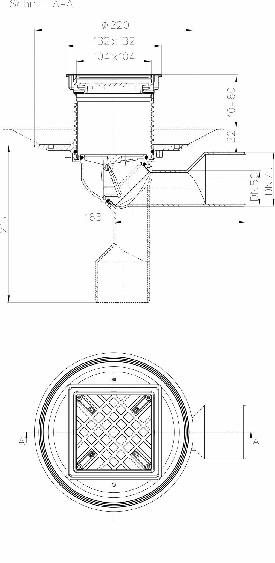 Pagina 1-CAD-PDF Desen tehnic: Receptor pentru balcon si terasa DN50/75 cu articulatie HL Hutterer &...