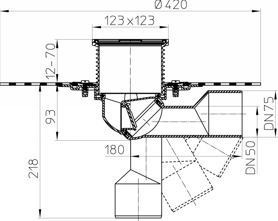 Pagina 1-CAD-PDF Desen tehnic: Receptor pentru balcon si terasa DN50/75 cu manseta din bitum HL Hutterer &...