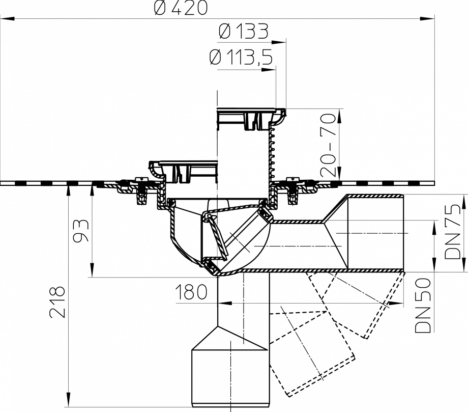 Pagina 1-CAD-PDF Desen tehnic: Receptor pentru balcon si terasa DN50/75 cu manseta din bitum HL Hutterer &...