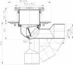 Desen tehnic: Receptor pentru balcon si terasa DN50/75 cu articulatie HL Hutterer & Lechner