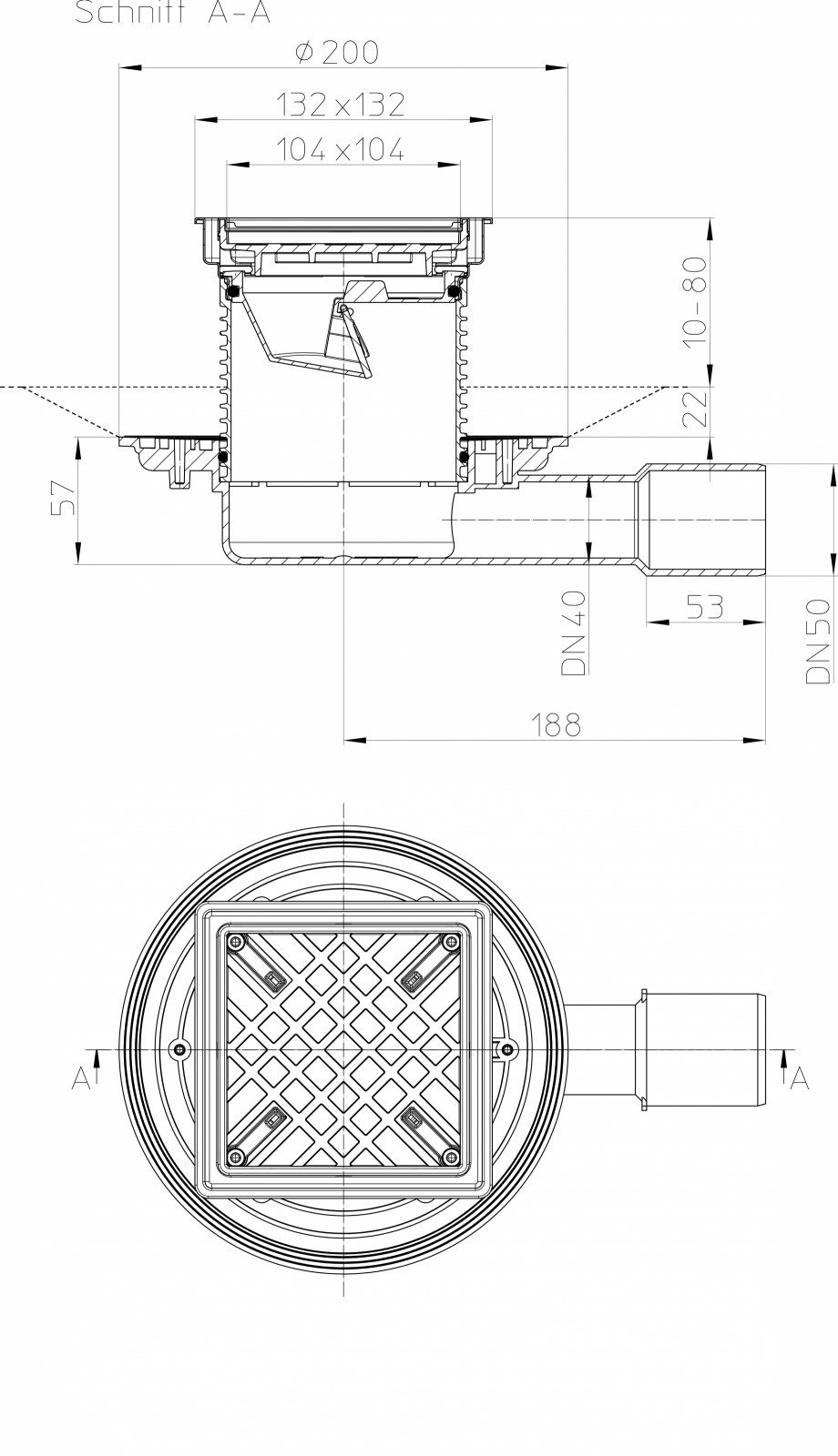 Pagina 1 - CAD-PDF Desen tehnic: Sifon orizontal pentru balcoane si terase DN40/50 HL Hutterer &...