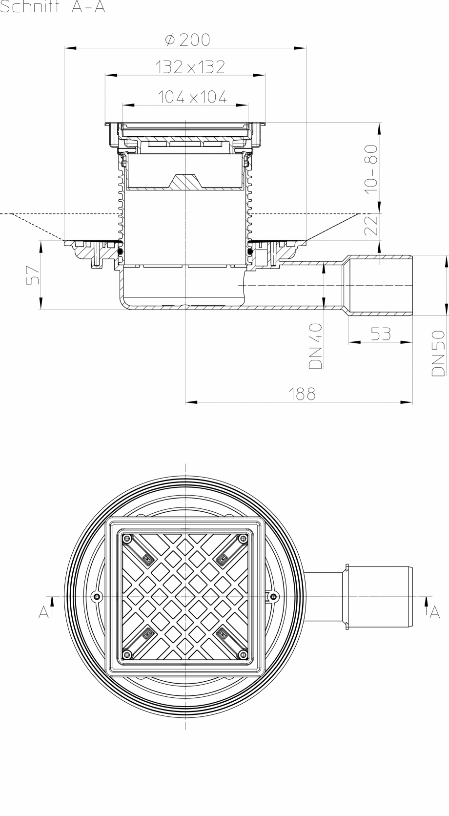 Pagina 1 - CAD-PDF Desen tehnic: Sifon orizontal pentru balcoane si terase DN40/50 HL Hutterer &...