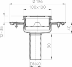 Desen tehnic: Corp receptor pentru balcon si terasa DN40, vertical HL Hutterer & Lechner