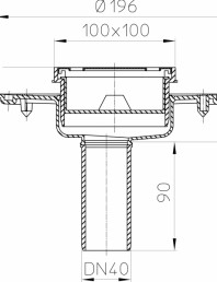 Desen tehnic: Corp receptor pentru balcon si terasa DN40, vertical