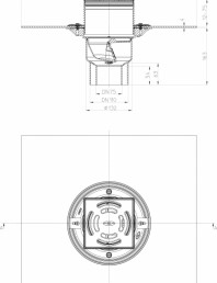 Desen tehnic: Sifon vertical pentru balcon si terasa DN75/110, cu manseta din bitum