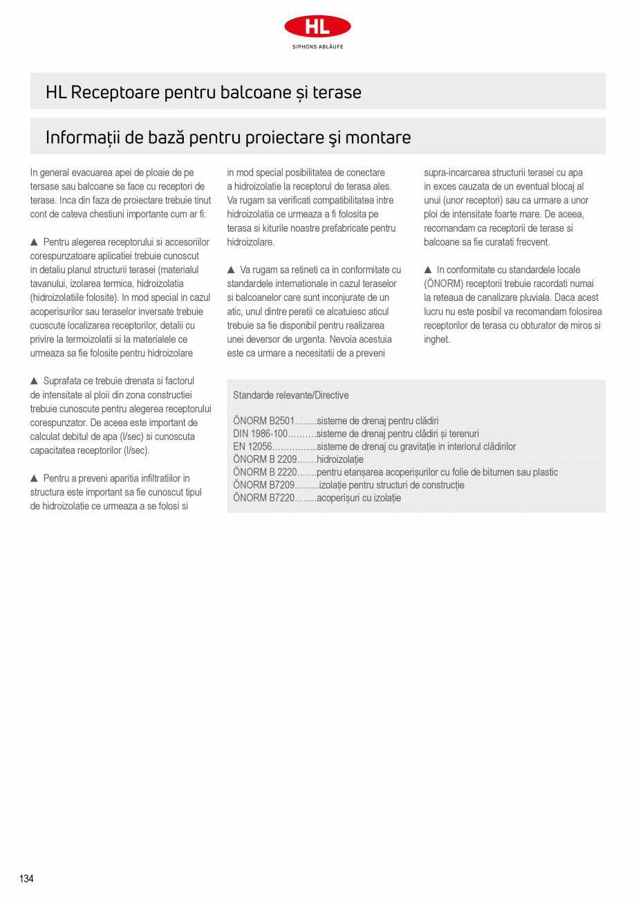 Pagina 2-Receptoare de scurgere pentru balcoane si terase HL Hutterer & Lechner HL73.0, HL73.2, HL80,...