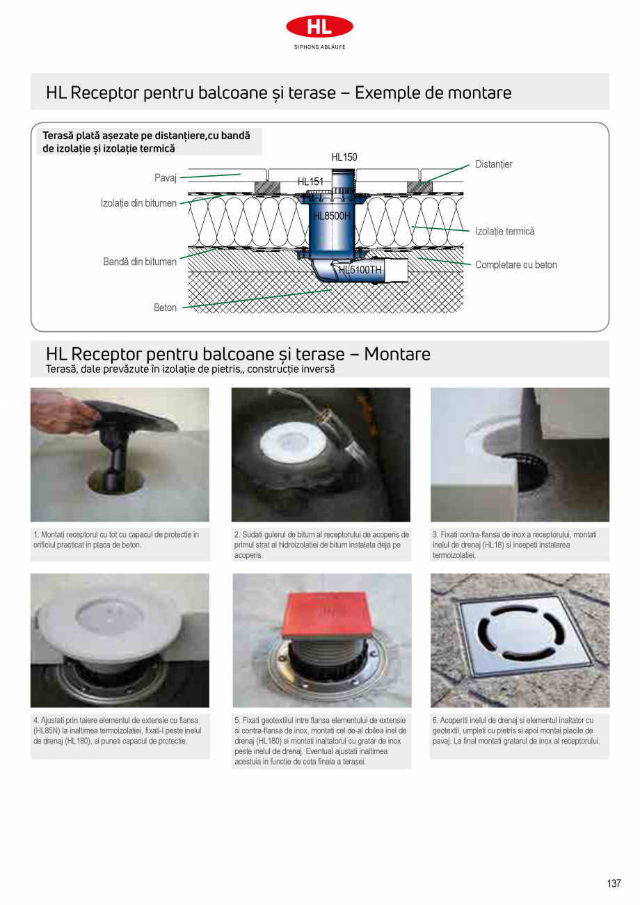 Pagina 5-Receptoare de scurgere pentru balcoane si terase HL Hutterer & Lechner HL73.0, HL73.2, HL80,...