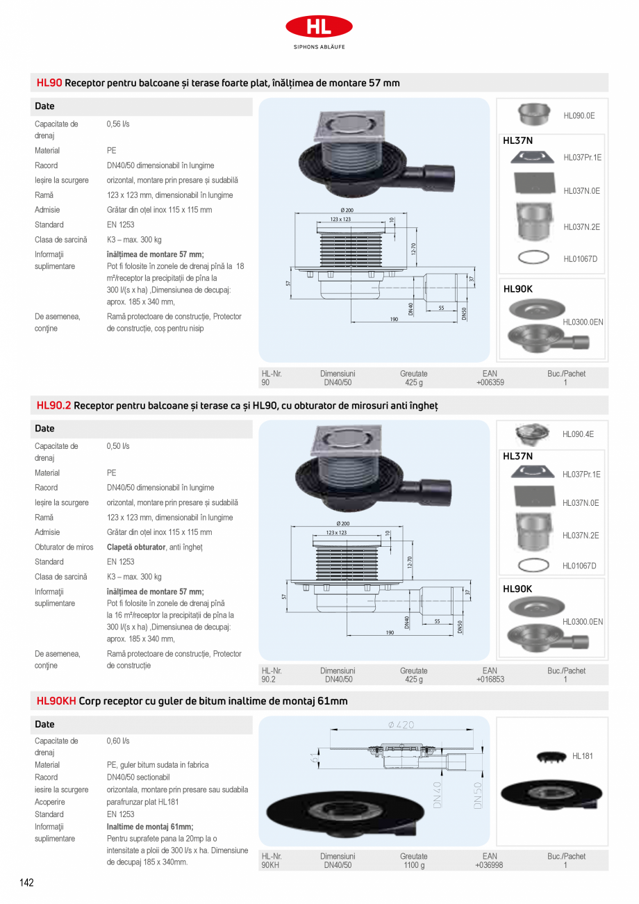 Pagina 10-Receptoare de scurgere pentru balcoane si terase HL Hutterer & Lechner HL73.0, HL73.2, HL80,...