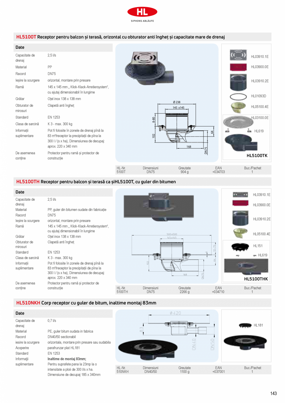 Pagina 11-Receptoare de scurgere pentru balcoane si terase HL Hutterer & Lechner HL73.0, HL73.2, HL80,...