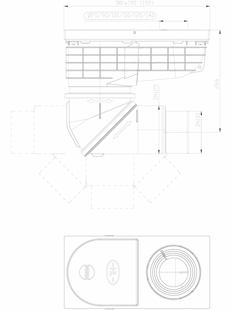 Pagina 1 - CAD-DXF Caseta ape pluviale cu racord de evacuare orientabil HL Hutterer & Lechner...