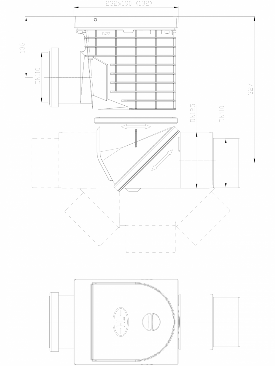 Pagina 1-CAD-DXF Caseta ape pluviale pentru burlane inglobate in fatada HL Hutterer & Lechner Detaliu de ...