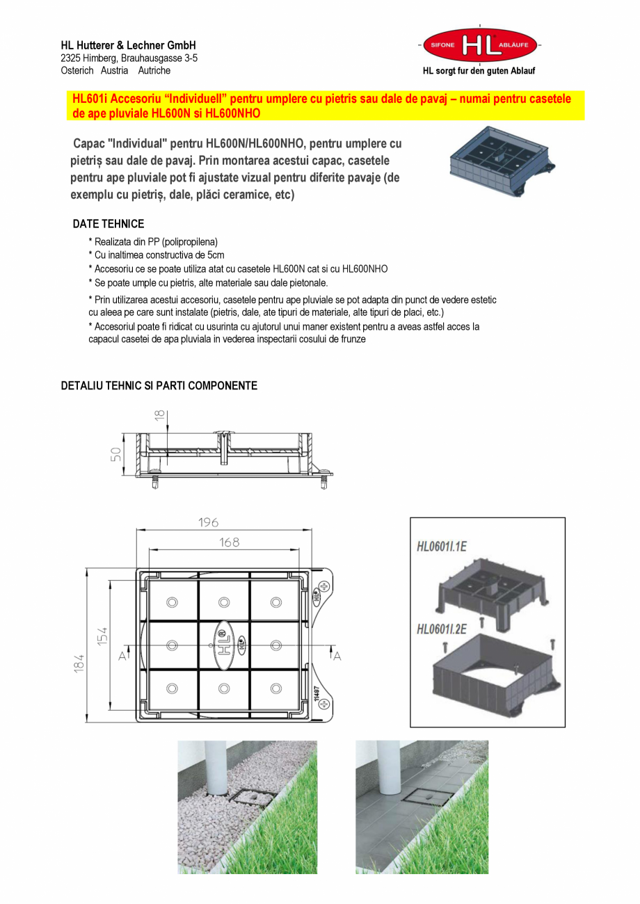 Pagina 1-Capac "Individual" pentru HL600N / HL600NHO HL Hutterer & Lechner HL601i Fisa tehnica ...