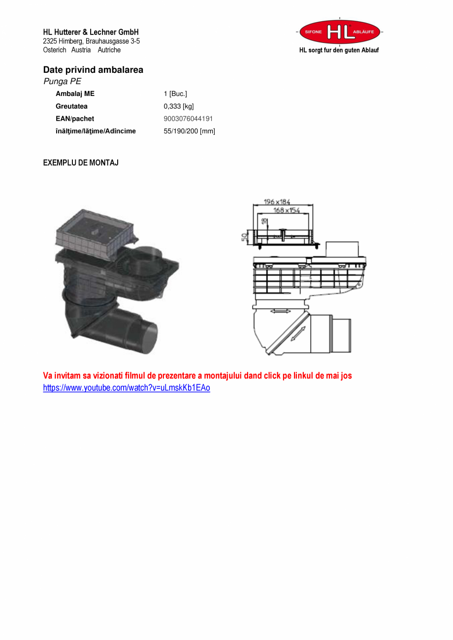 Pagina 2-Capac "Individual" pentru HL600N / HL600NHO HL Hutterer & Lechner HL601i Fisa tehnica ...