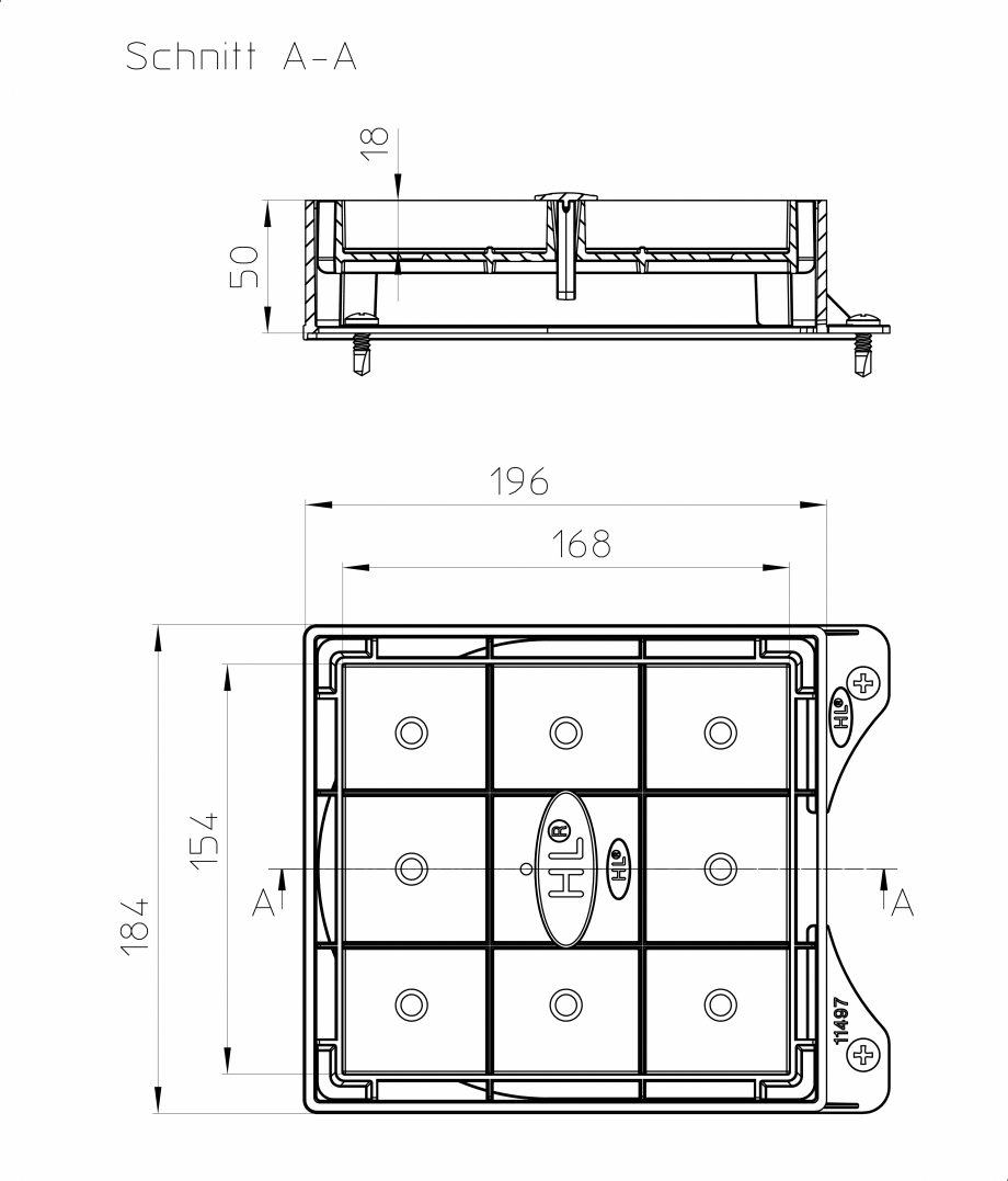 Pagina 1-Capac "Individual" pentru HL600N / HL600NHO - desen tehnic HL Hutterer & Lechner...