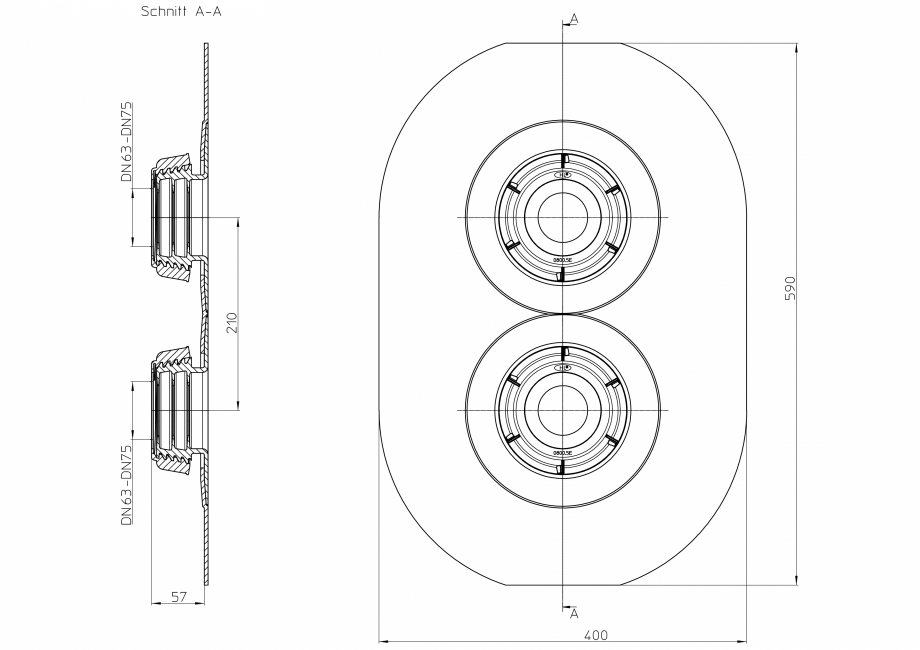 Pagina 1-Desen tehnic: Piesa de trecere etansa prin perete cu manseta din Bitum; d 63-75 mm HL Hutterer &...