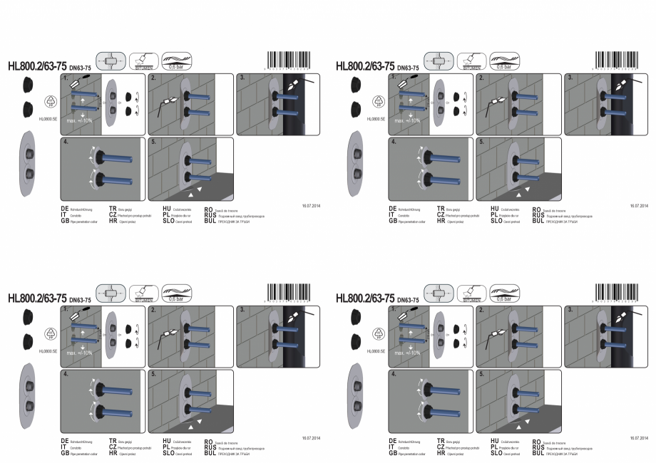 Pagina 1-Montajul piesei de trecere prin perete cu manseta din Bitum; d 63-75 mm HL Hutterer & Lechner...