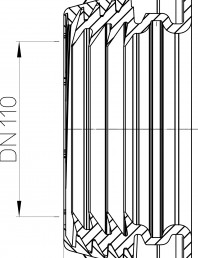 Desen tehnic: Piesa de trecere prin perete etansa; d 110-115 mm - vedere laterala