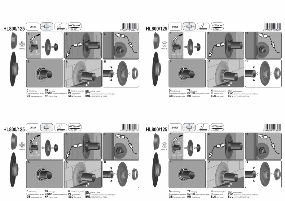 Pagina 1-Montajul piesei de trecere prin perete cu manseta din Bitum; d 125 mm HL Hutterer & Lechner...