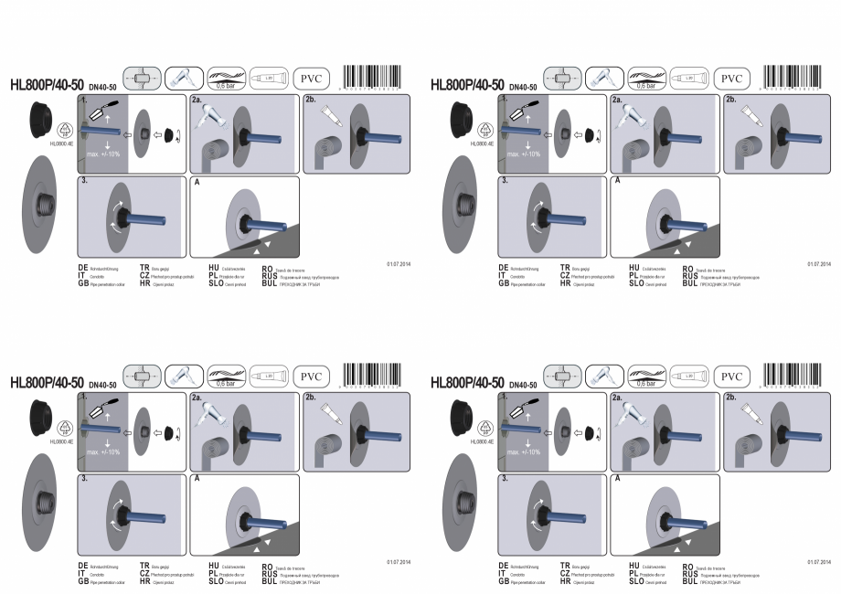 Pagina 1-Montajul piesei de trecere prin perete cu manseta din PVC; d 40-50 mm HL Hutterer & Lechner...