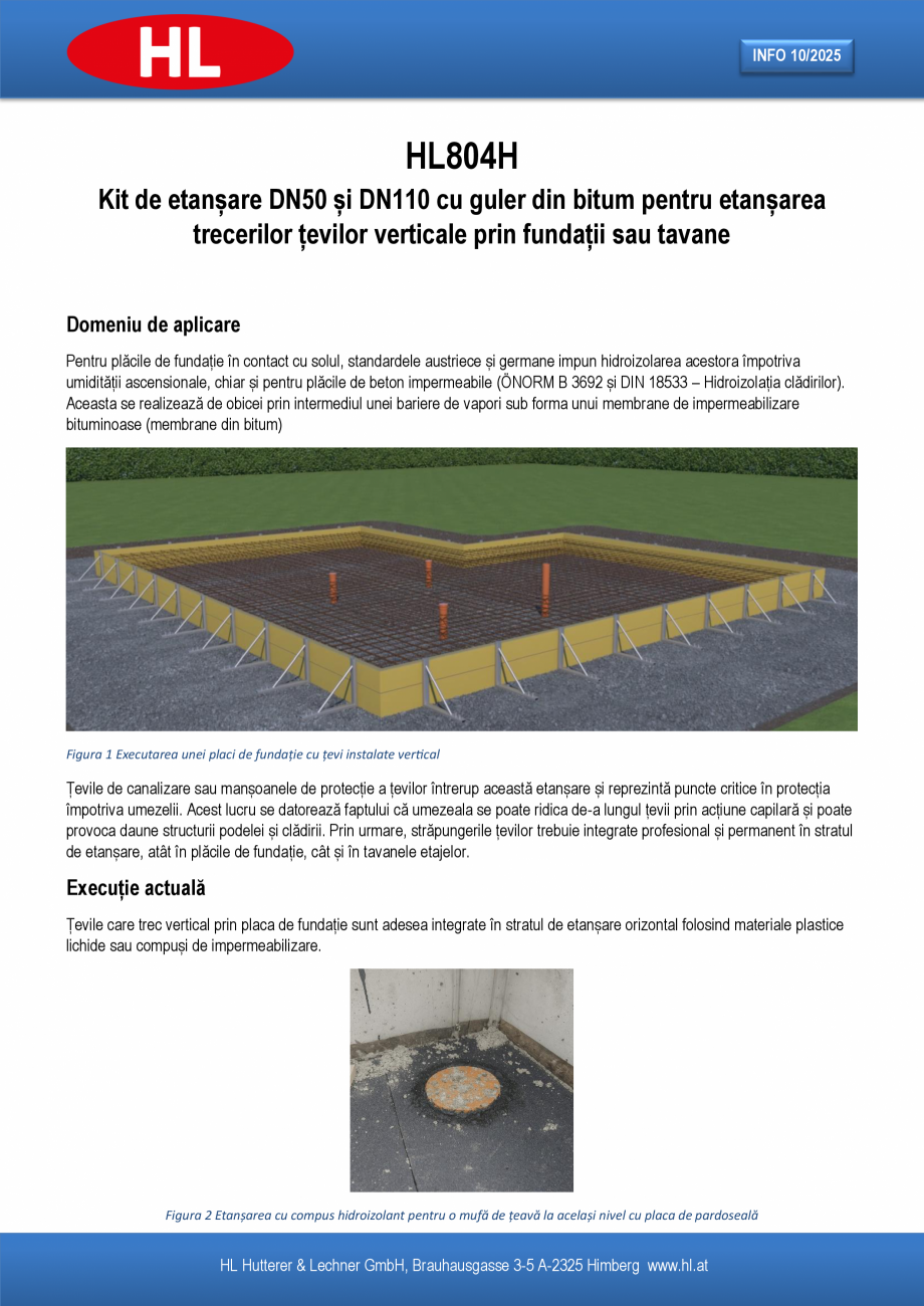 Pagina 1-Kit de etansare DN50 si DN110 cu guler din bitum pentru etansarea trecerilor tevilor verticale prin ...