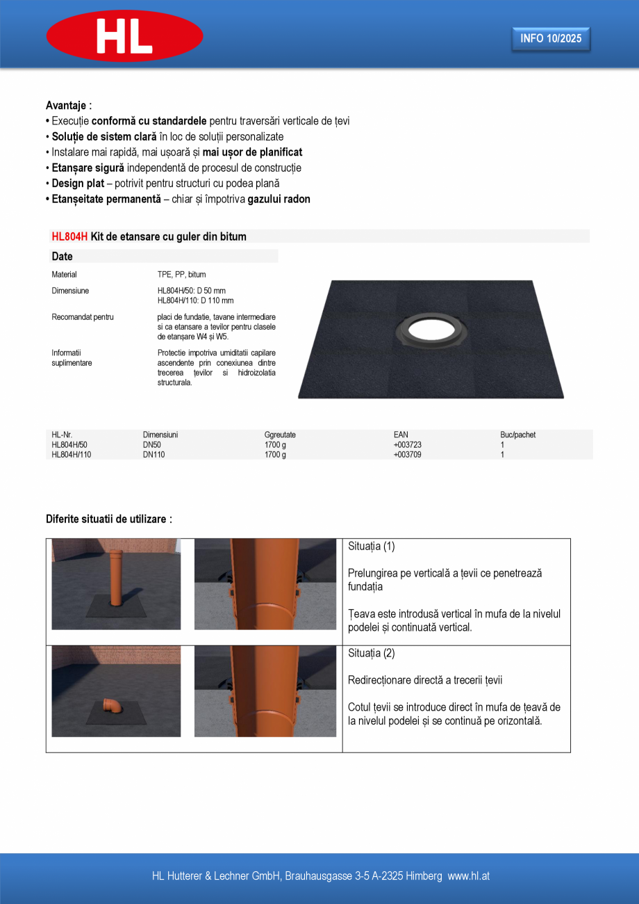 Pagina 4 - Kit de etansare DN50 si DN110 cu guler din bitum pentru etansarea trecerilor tevilor...