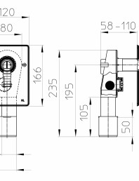 Desen tehnic - Sifon pentru masina de spalat DN40/50; 160 x 110 mm, alb