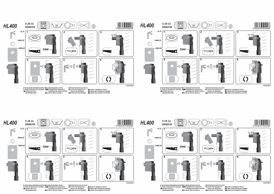 Pagina 1 - Exemplu montaj - Sifon pentru masina de spalat DN40/50 HL Hutterer & Lechner...