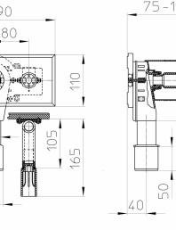 Desen tehnic - Sifon pentru masina de spalat DN40 50 cu racord la apa si robinet