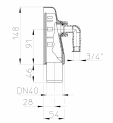 Desen tehnic - Sifon pentru masina de spalat DN40 cu montaj aparent cu capac alb HL