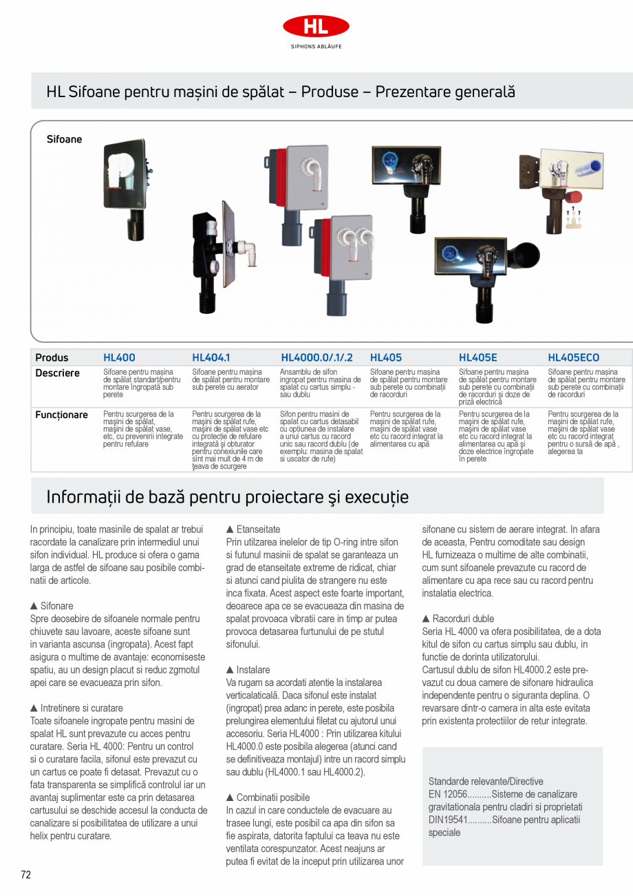 Pagina 2-Sifoane pentru masini de spalat HL Hutterer & Lechner Catalog, brosura Romana spalat cu cartus...