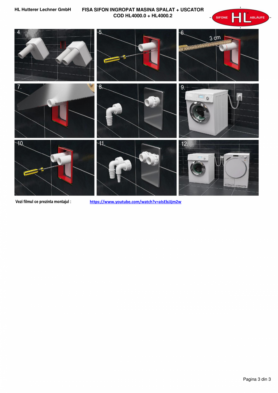 Pagina 3-Sifon ingropat masina spalat+uscator HL Hutterer & Lechner HL4000.0 + HL4000.2 Fisa tehnica...