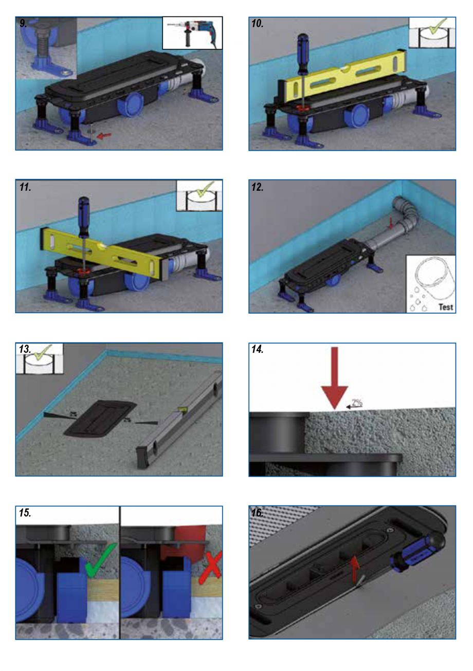 Pagina 3-Ghid de instalare pentru rigolele de dus HL Hutterer & Lechner HL53K, HL53KF Instructiuni montaj...