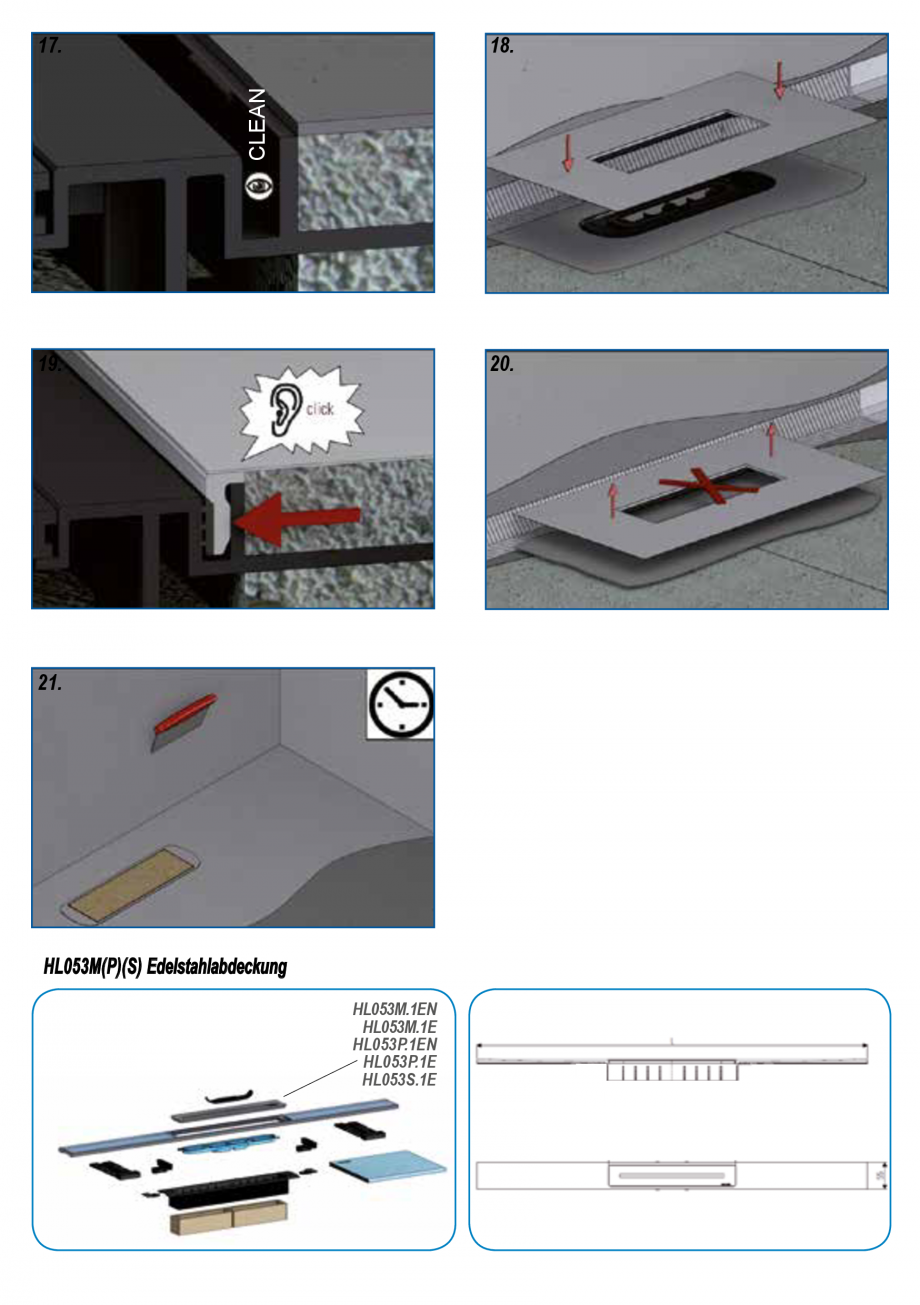 Pagina 4-Ghid de instalare pentru rigolele de dus HL Hutterer & Lechner HL53K, HL53KF Instructiuni montaj...